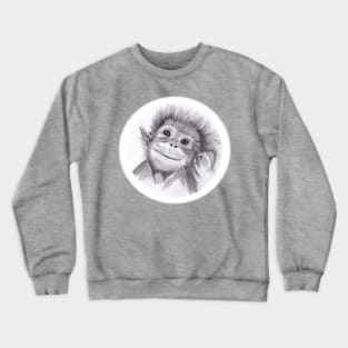 Baby Orangutan Drawing in Pencil Crewneck Sweatshirt